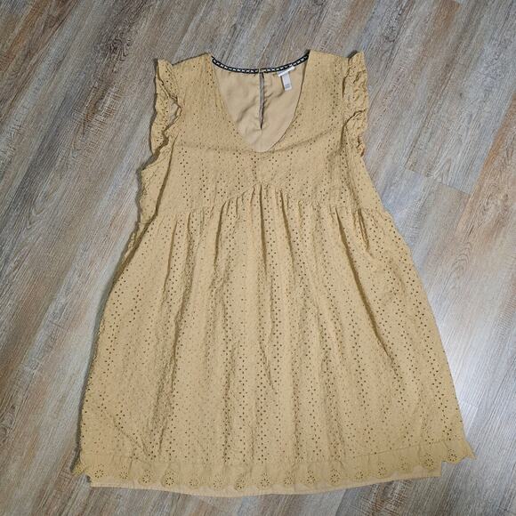 Knox Rose Babydoll Ruffle Cap Sleeve Eyelet V-Neck Tunic or Dress XXL100% Cotton - Picture 4 of 9